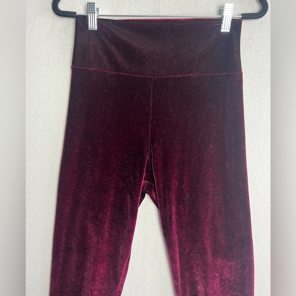 Cemi Ceri Burgundy Velvet Leggings, Size Small